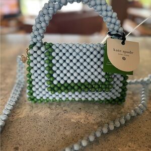Kate Spade Mini Bag Green and Gray Beaded Design